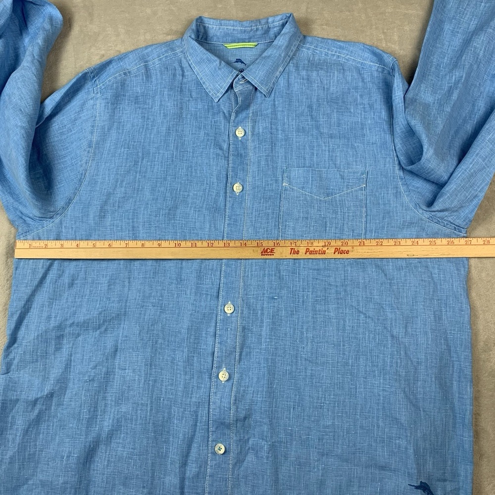 Tommy Bahama Shirt Men XL Blue Linen Long Sleeve Button Up Casual Beach Vacation - Picture 4 of 8